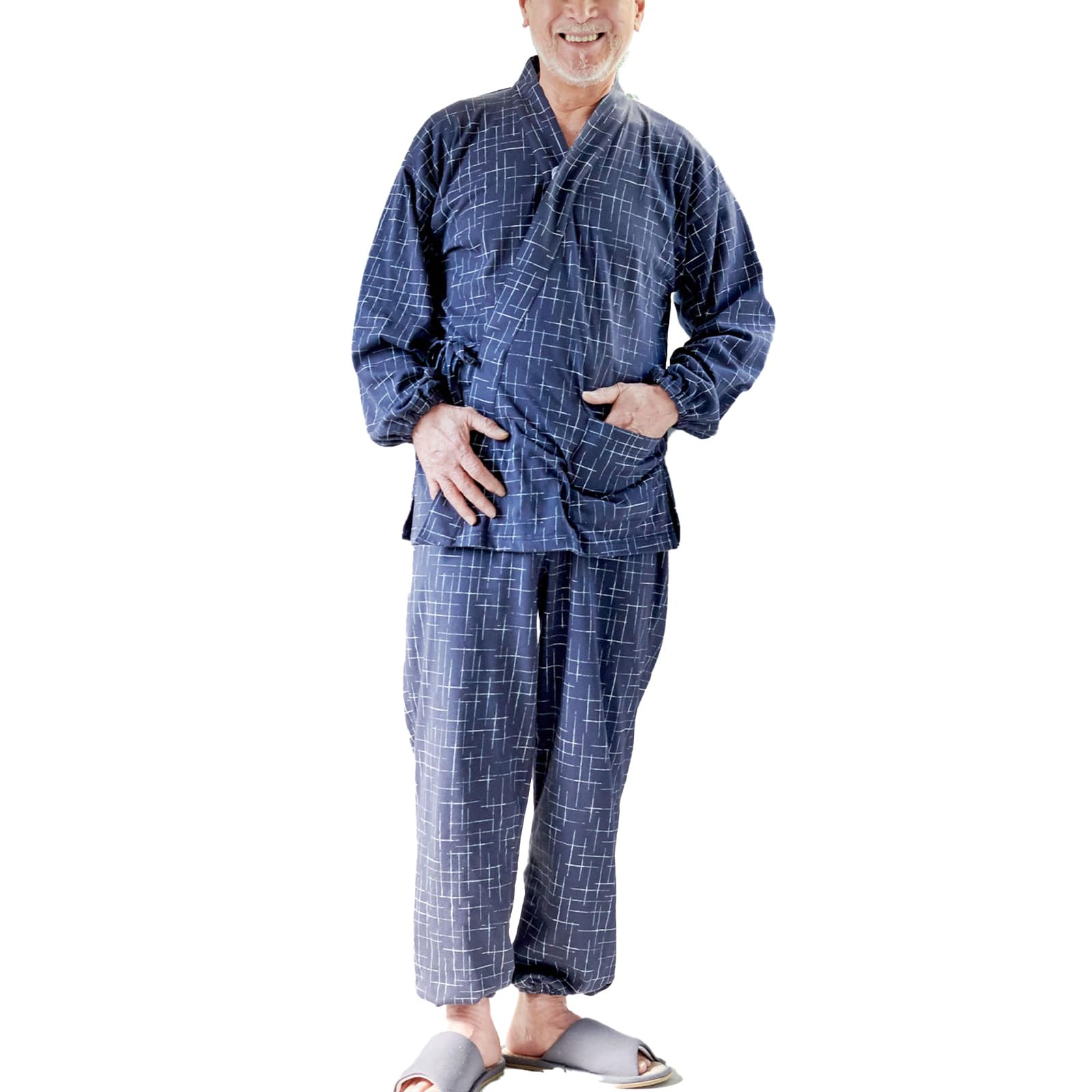 Amazon.co.jp: [ココロcolor] 介護 パジャマ メンズ 上下セット 面